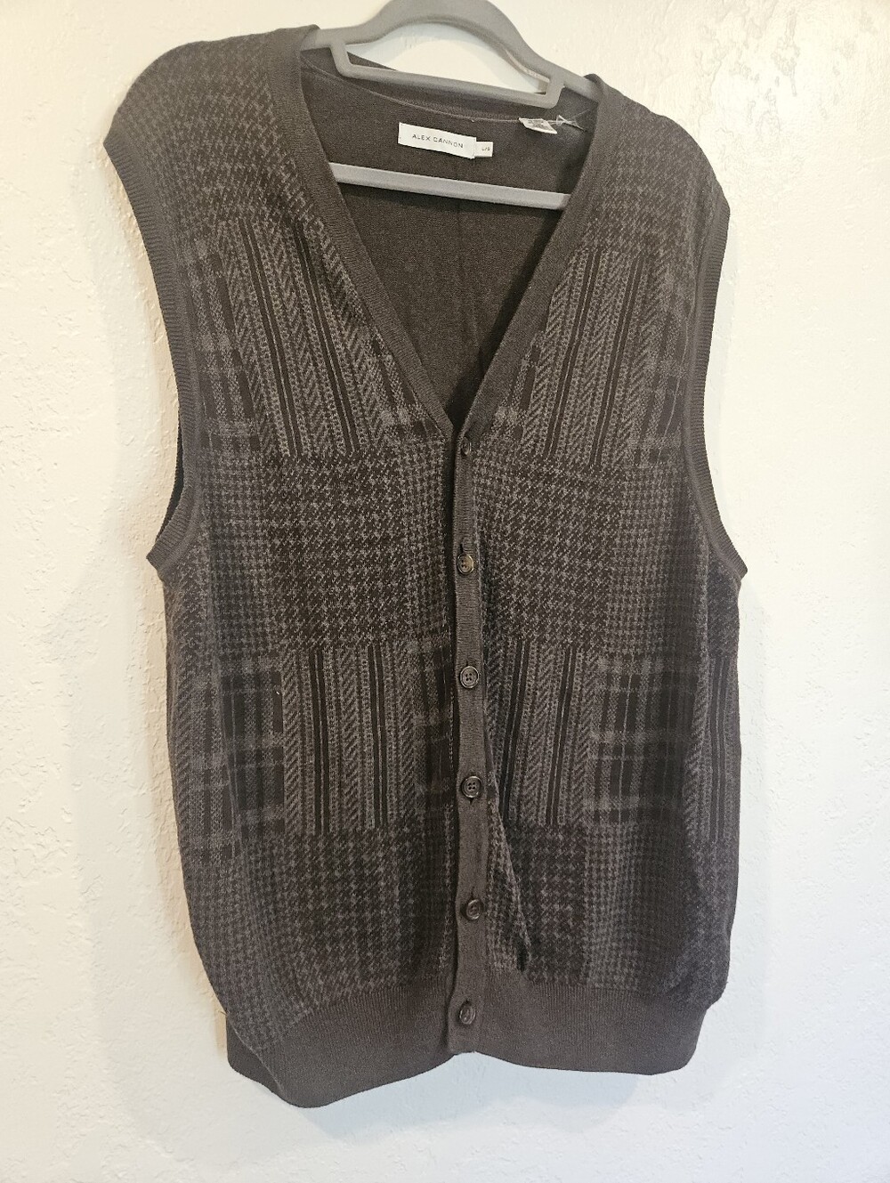 Alex Cannon 100% Cotton Vest In Chocolate Brown Mens Size Large Vintage Preppy.